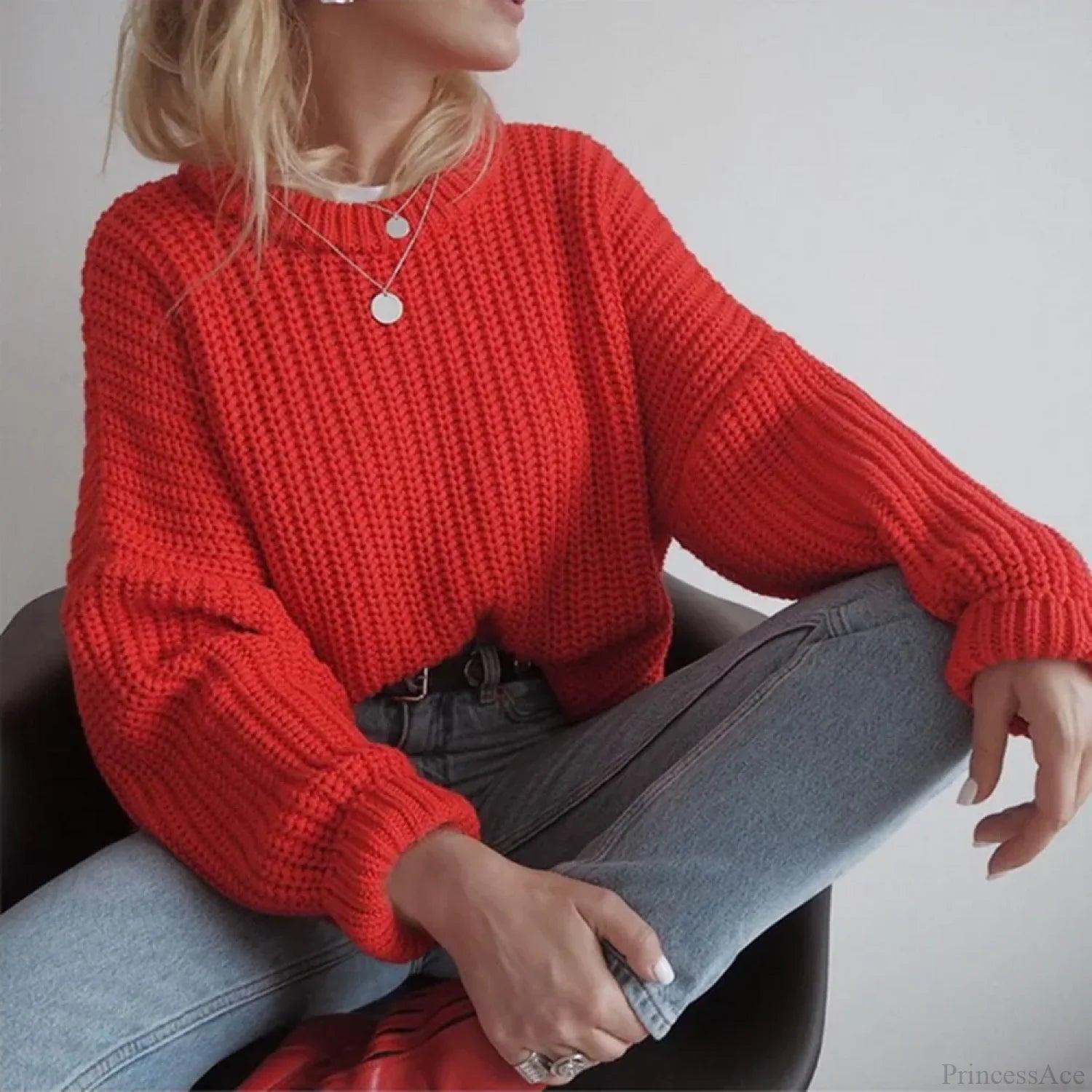 Three - Quarter Sleeve Elegant Khaki Sweater image 2