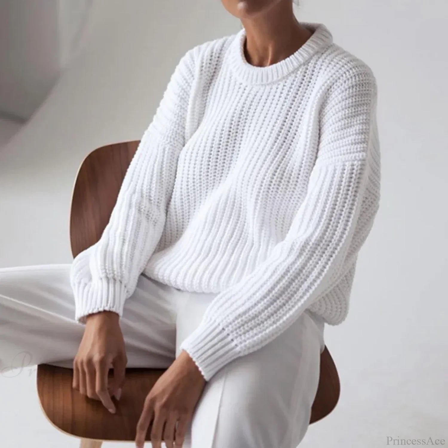 Three - Quarter Sleeve Elegant Khaki Sweater image 3