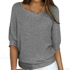 Three - Quarter Sleeve Elegant Purple Sweater image 5