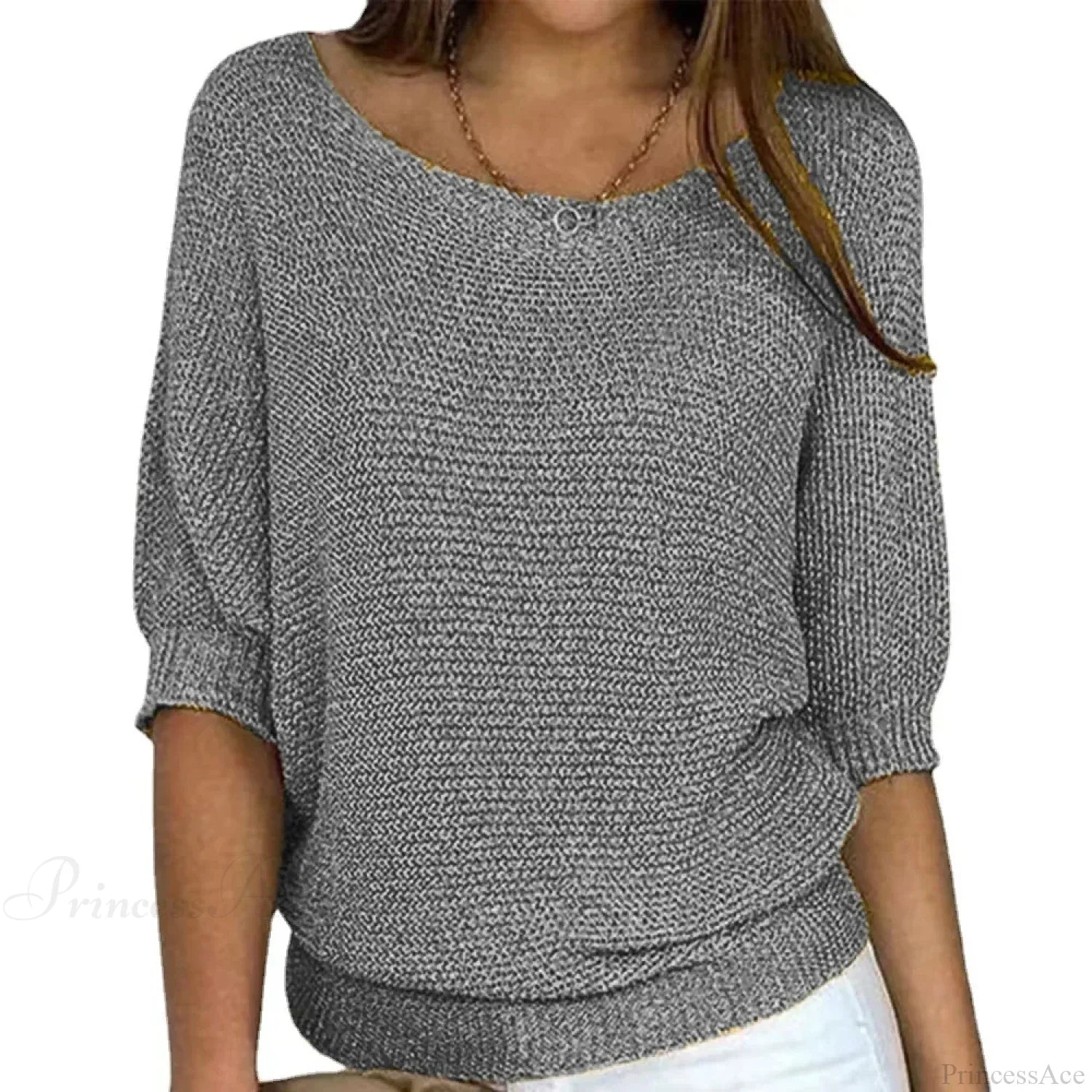 Three - Quarter Sleeve Elegant Purple Sweater image 5