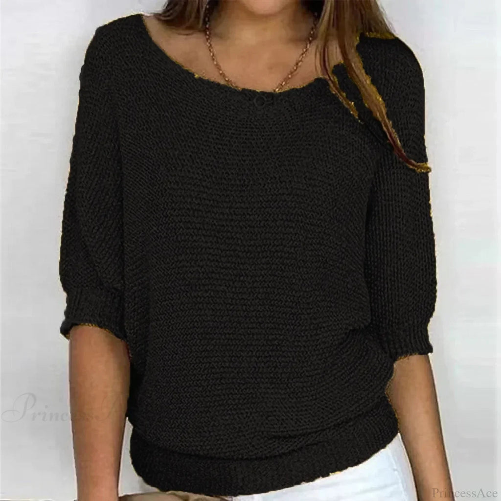 Three - Quarter Sleeve Elegant Purple Sweater image 8