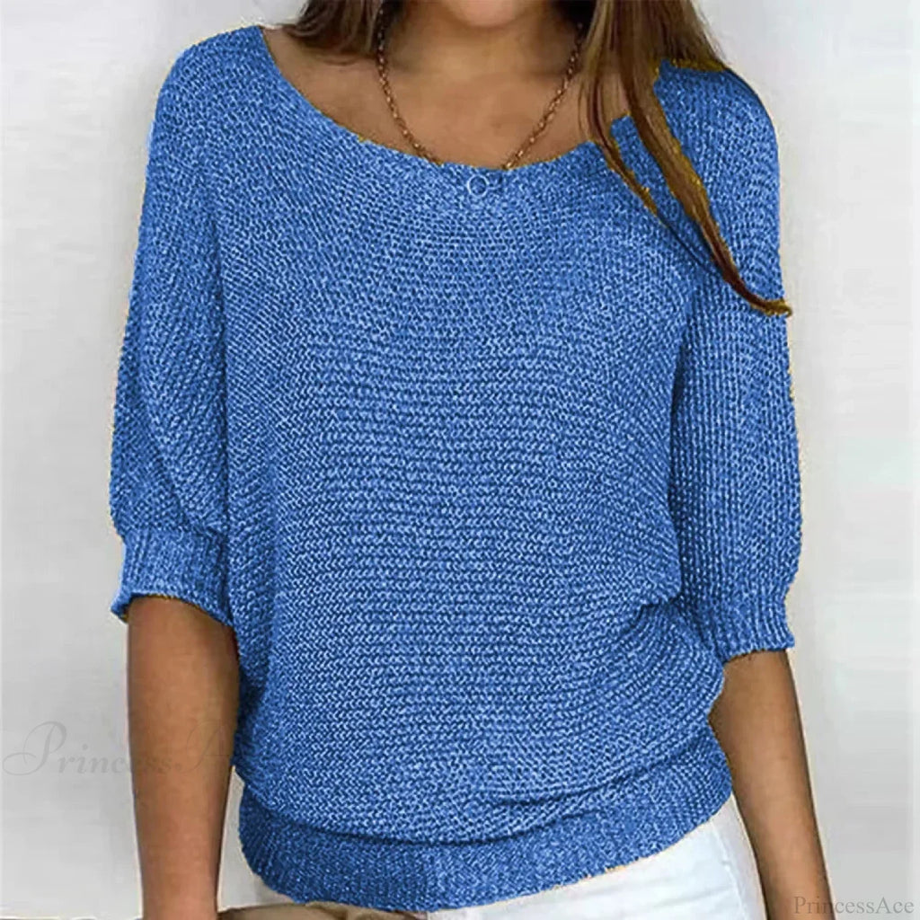 Three - Quarter Sleeve Elegant Purple Sweater image 3