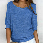 Three - Quarter Sleeve Elegant Purple Sweater image 3