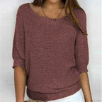 Three - Quarter Sleeve Elegant Purple Sweater image 12