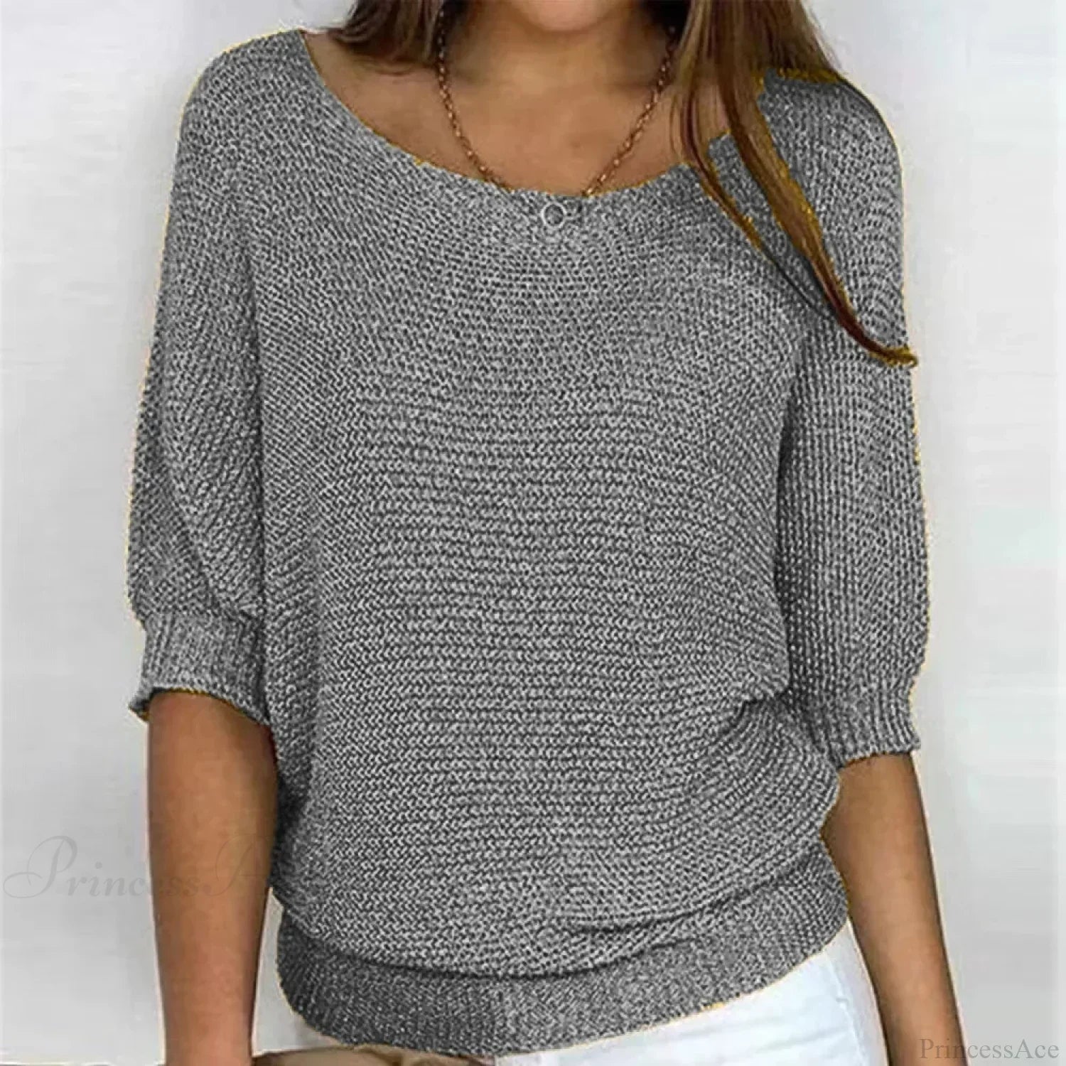 Three - Quarter Sleeve Elegant Purple Sweater image 9