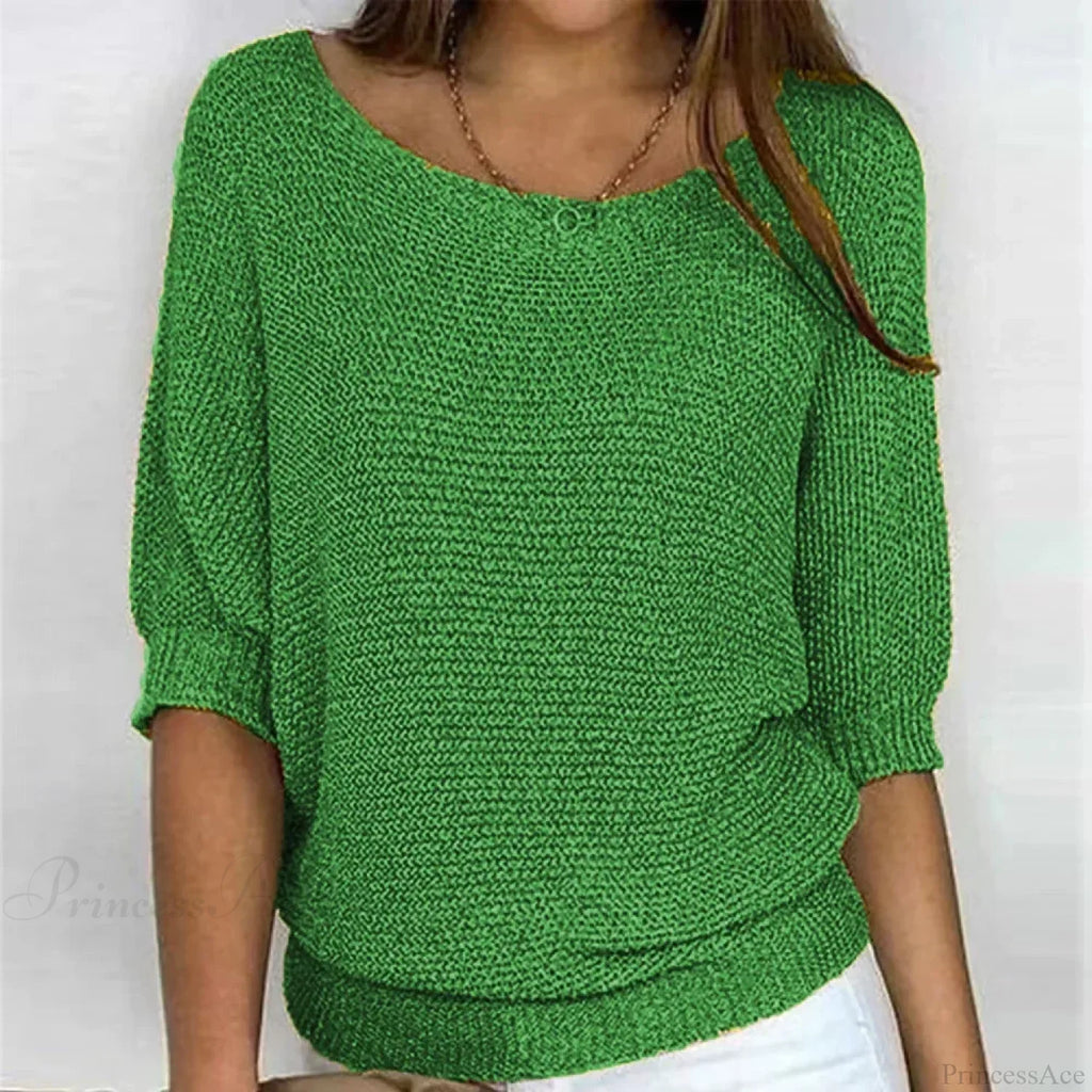 Three - Quarter Sleeve Elegant Purple Sweater image 7