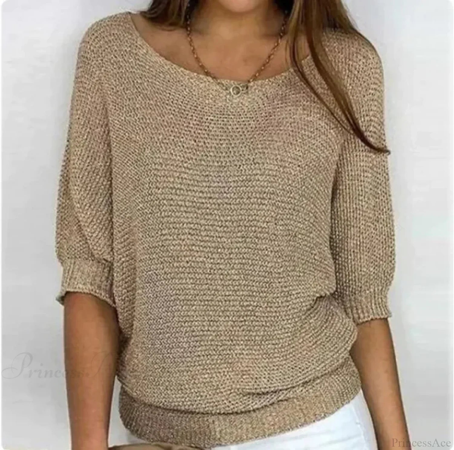Three - Quarter Sleeve Elegant Purple Sweater image 1