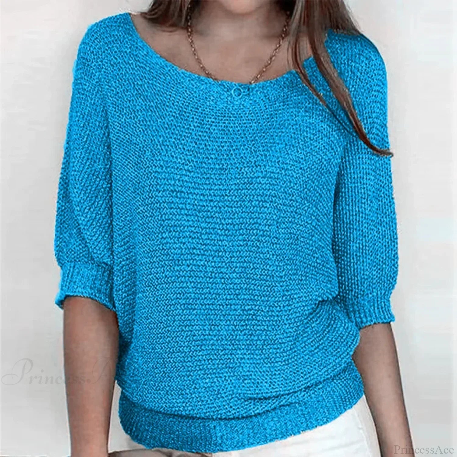 Three - Quarter Sleeve Elegant Purple Sweater image 11