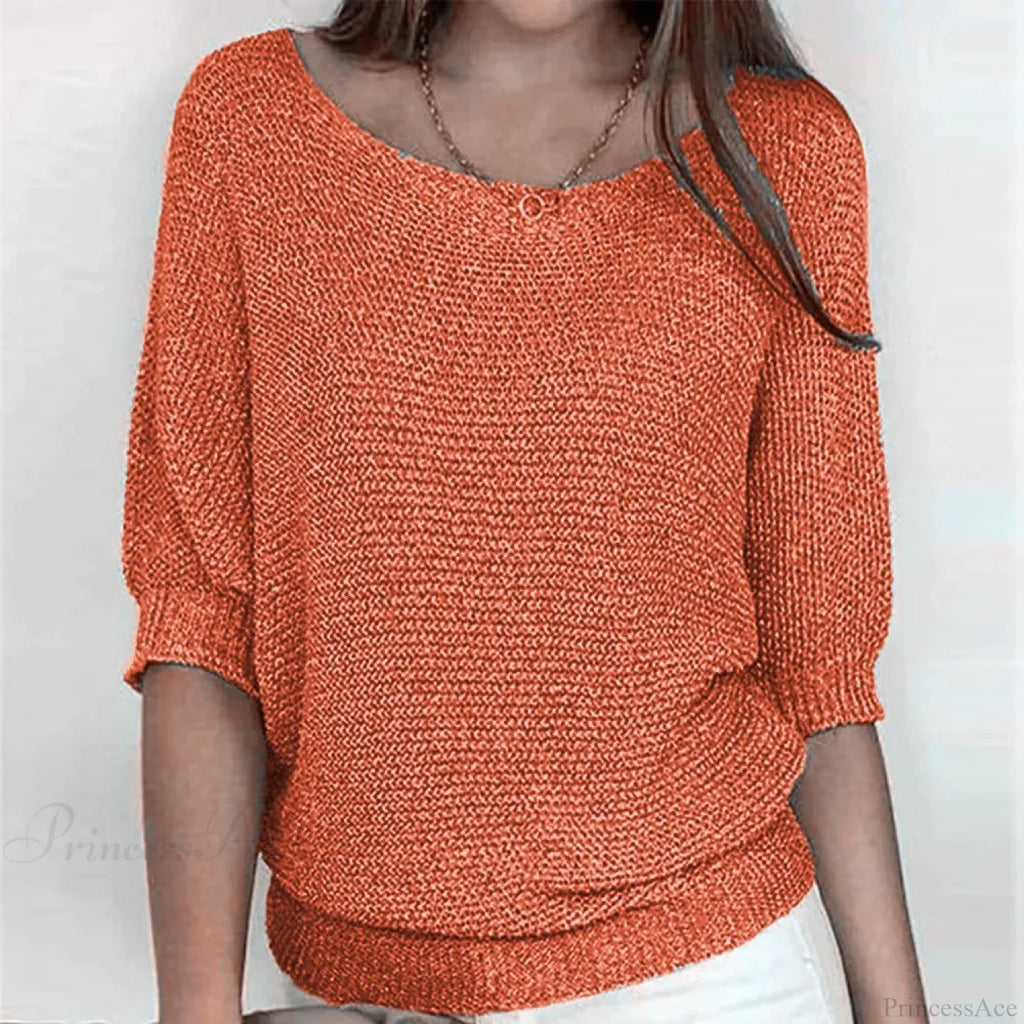 Three - Quarter Sleeve Elegant Purple Sweater image 6