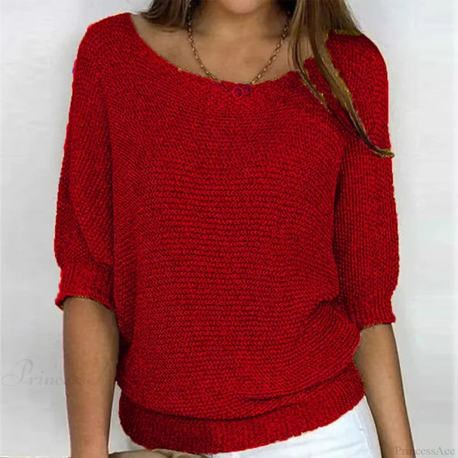 Three - Quarter Sleeve Elegant Purple Sweater image 10