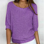 Three - Quarter Sleeve Elegant Purple Sweater image 4