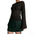 Tie Back Boat Neck Solid Color Sweater image 3