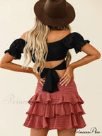 tie-back top crop short-sleeved ruffle women's Oktoberfest top image 11