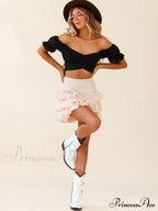 tie-back top crop short-sleeved ruffle women's Oktoberfest top image 12
