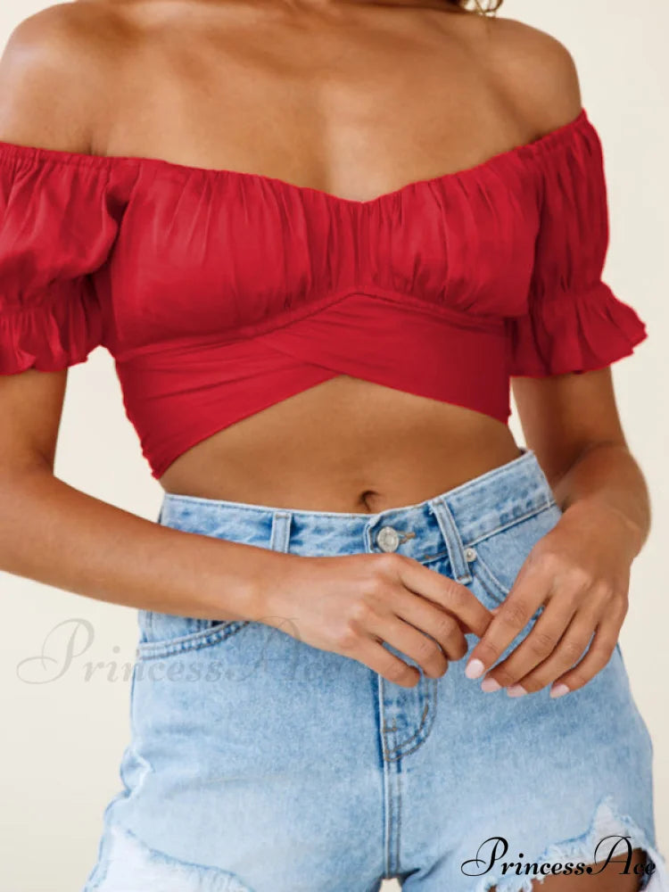 tie-back top crop short-sleeved ruffle women's Oktoberfest top image 4