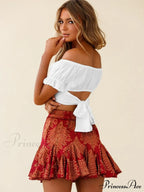 tie-back top crop short-sleeved ruffle women's Oktoberfest top image 7