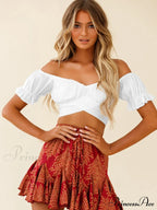 tie-back top crop short-sleeved ruffle women's Oktoberfest top image 9