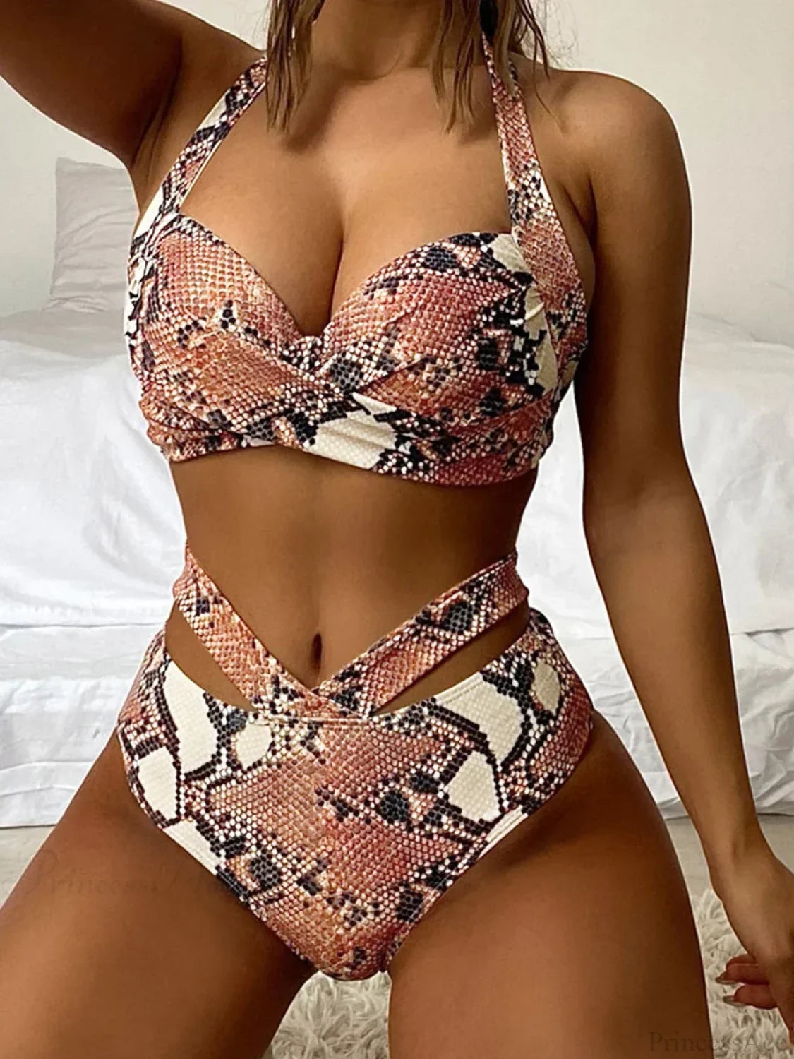 Tie Dye Lace Up Back Halter Two Piece Set image 12