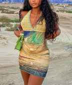 Tie-Dye Lace-Up Halter Mini Dress image 1