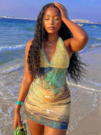 Tie-Dye Lace-Up Halter Mini Dress image 3