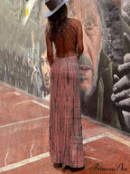 Tie-dye Print Back Charming Lace-up Stretch Maxi Dress image 10