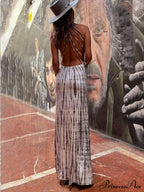 Tie-dye Print Back Charming Lace-up Stretch Maxi Dress image 2