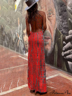 Tie-dye Print Back Charming Lace-up Stretch Maxi Dress image 6