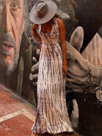 Tie-dye Print Back Charming Lace-up Stretch Maxi Dress image 1