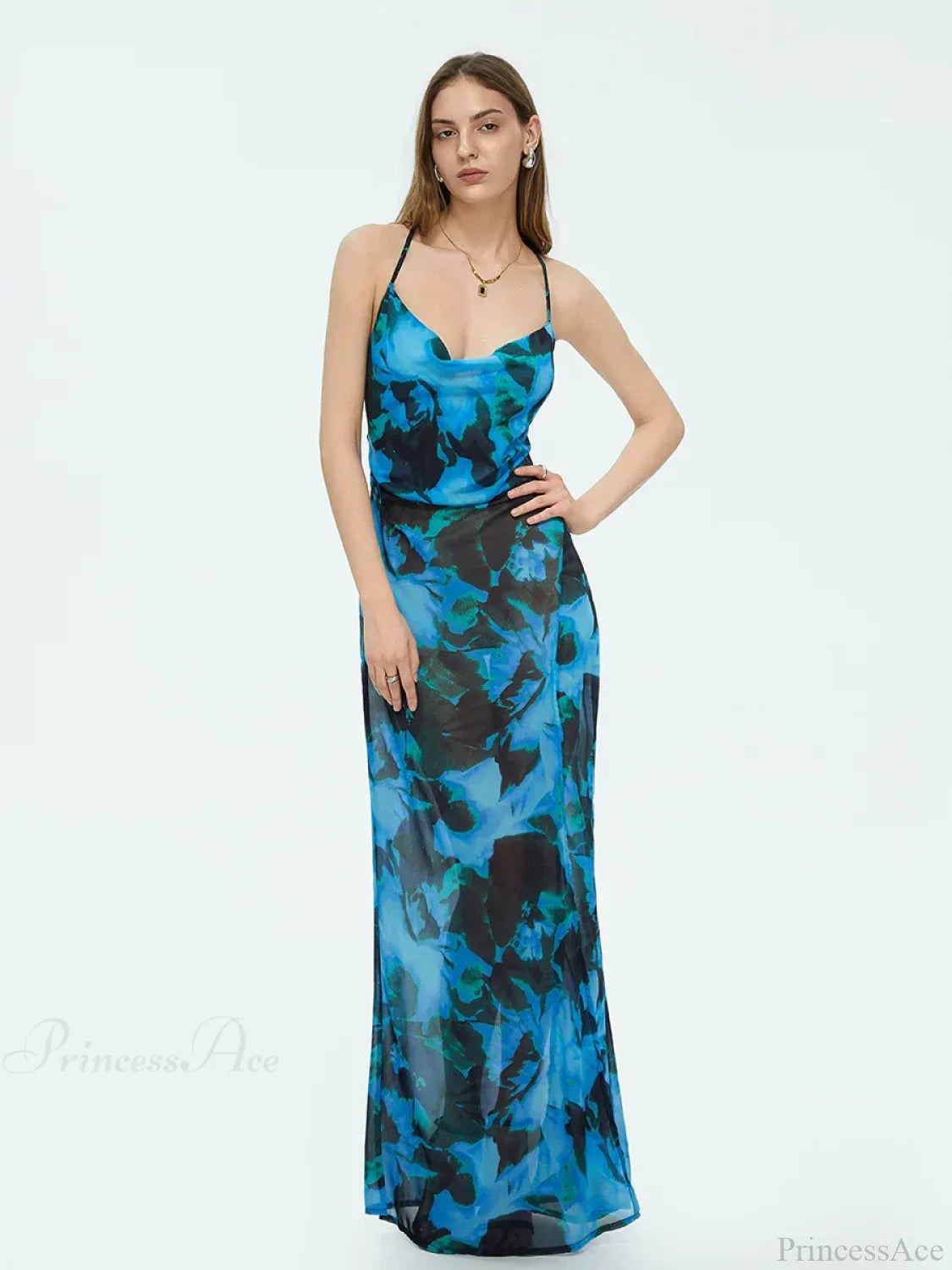 Tie-dyed Suspender Backless Floral Dress image 6