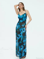 Tie-dyed Suspender Backless Floral Dress image 4