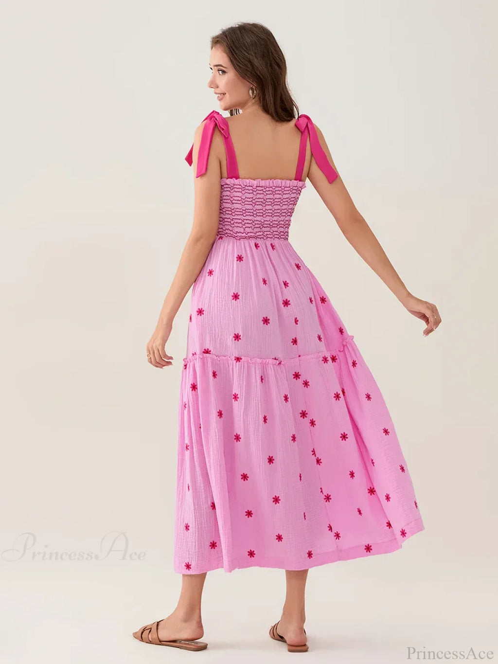 Tie-Shoulder Flowers Tank Tiered Ruffle Sweetheart Floral Dress image 2