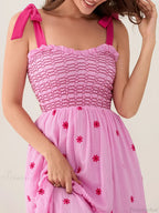 Tie-Shoulder Flowers Tank Tiered Ruffle Sweetheart Floral Dress image 6