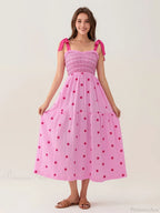 Tie-Shoulder Flowers Tank Tiered Ruffle Sweetheart Floral Dress image 1