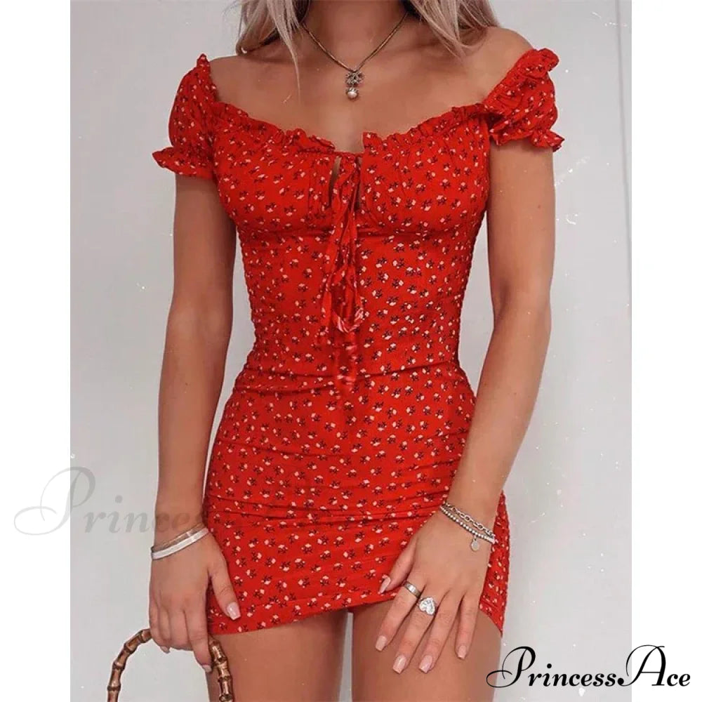 Tie Up Front Office Lady Slash Neck Printed Pencil Mini Dress image 8