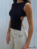 Tied Backless Slim Sleeveless Sexy Mock Neck Crop Top image 7