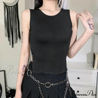Tied Backless Solid Sleeveless Crop Summer Sexy Skinny Simple Trim Outfits Mock Neck Basic Tank top image 5
