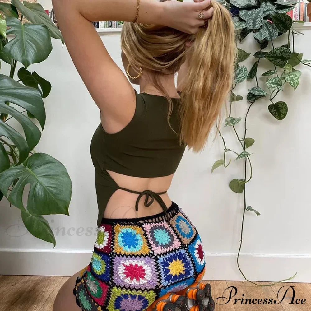 Tied Backless Solid Sleeveless Crop Summer Sexy Skinny Simple Trim Outfits Mock Neck Basic Tank top image 7
