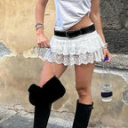 Tiered Lace Low Waist Skirt image 1