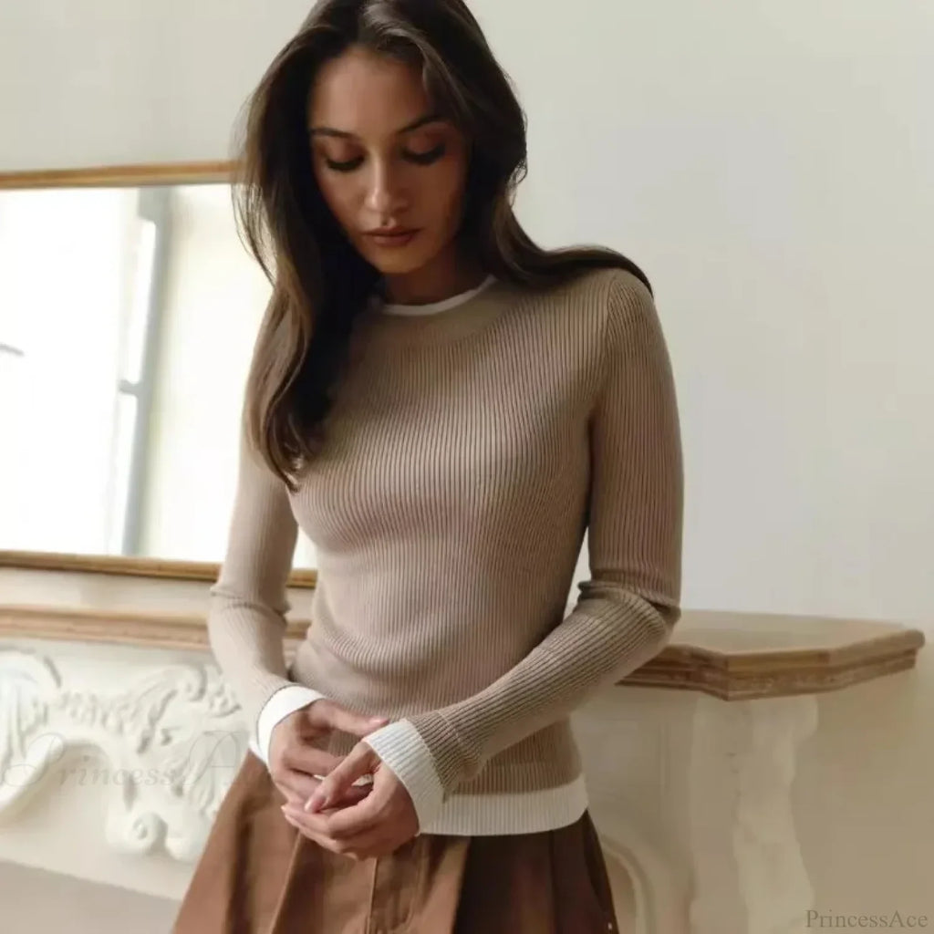 Tight Slim Long Sleeve O-neck Sweater image 1