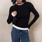 Tight Slim Long Sleeve O-neck Sweater image 7