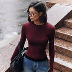 Tight Slim Long Sleeve O-neck Sweater image 10