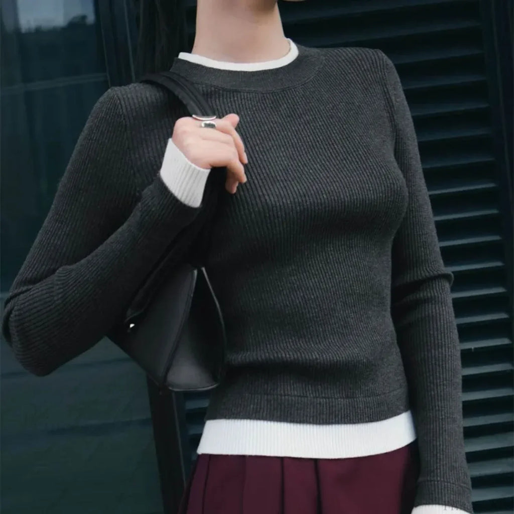 Tight Slim Long Sleeve O-neck Sweater image 9