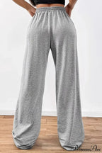 Tire Track Print Drawstring Loose Wide-Leg Pants image 3
