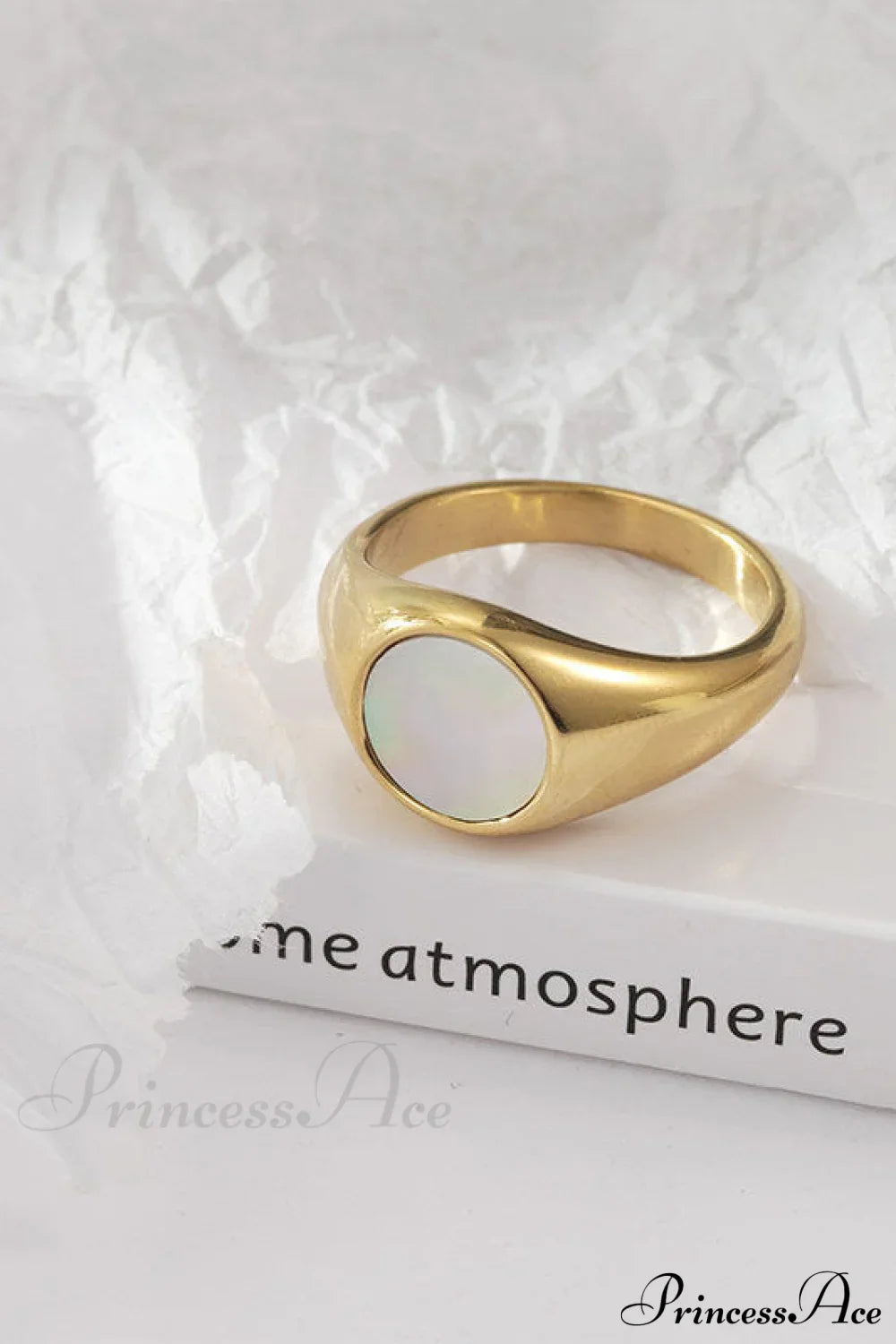 Titanium Steel Natural Opal Closed Rings image 2