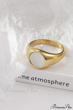 Titanium Steel Natural Opal Closed Rings image 2