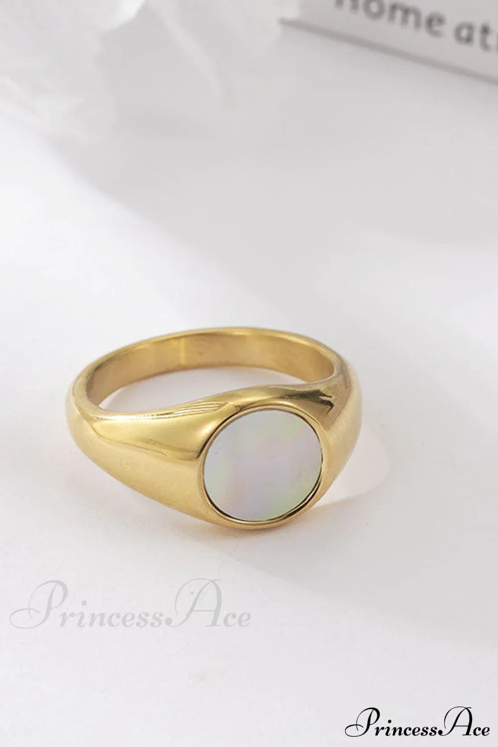 Titanium Steel Natural Opal Closed Rings image 1