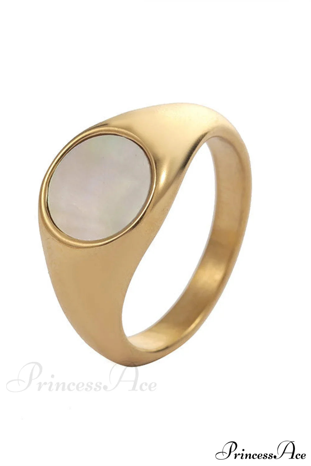Titanium Steel Natural Opal Closed Rings image 5