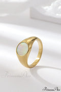 Titanium Steel Natural Opal Closed Rings image 4