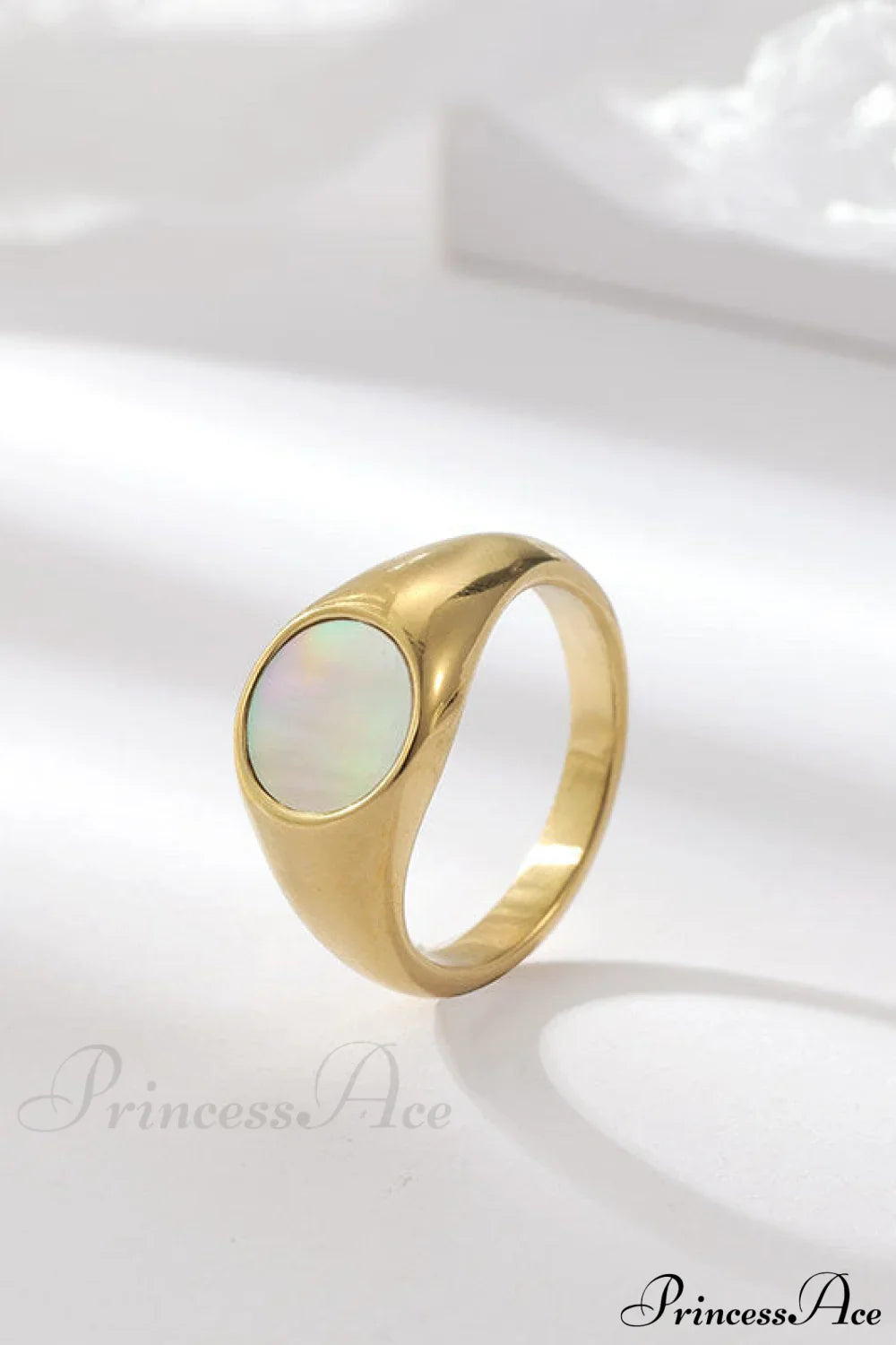 Titanium Steel Natural Opal Closed Rings image 4