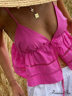 Bright Pink Elegant Crop Top image 3